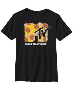 Fifth Sun Mtv Big Boy's Mushroom And Pepperoni Pizza Mtv Big Boy's Logo Short Sleeve T-Shirt