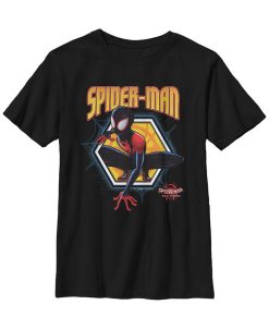 Carter’s Shop 51 Fifth Sun Marvel Big Boys Spiderverse Spider-Man Golden Hexagon Short Sleeve T-Shirt