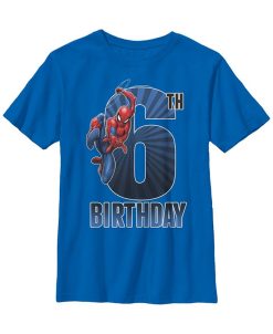 Fifth Sun Marvel Big Boy's Spider-Man Swinging 6Th Birthday Short Sleeve T-Shirt