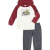 CATerpillar Little Boy Signature Raglan Hoodie With Heather Joggers Set, 2 Piece
