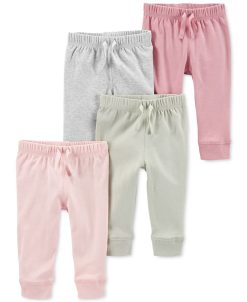Carter's™ Baby Girls Comfy Fit Drawstring Cotton Pants, Pack Of 4