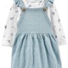 Carter's™ Baby Girls Floral Print Long Sleeve T Shirt And Skirtall, 2 Piece Set