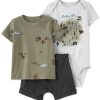 Carter's™ Baby Boys Crew Neck Shirt, Bodysuit, And Shorts, 3 Piece Set