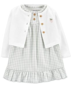 Carter's™ Baby Girls Bodysuit Dress And Cardigan, 2 Piece Set