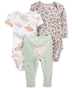 Carter's™ Baby Girls Short And Long Sleeve Bodysuits And Pants, 3 Piece Set