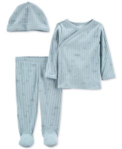 Carter's™ Baby Boys Side Snap Cotton Top, Pants, And Hats Set