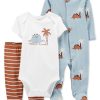 Carter's™ Baby Boys 3-Piece Dino Cotton Bodysuit, Pants & Coverall Set