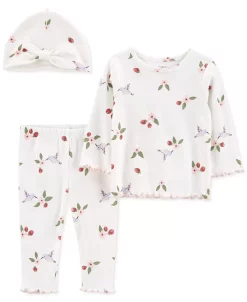 Carter's™ Baby Girls Hummingbird Cotton Outfit, 3 Piece Set