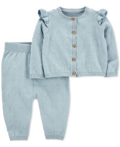 Carter's™ Baby Girls Ruffled Button Down Cardigan And Pants, 2 Piece Set