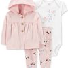 Carter's™ Baby Girls Short Sleeved Bodysuit, Cardigan And Leggings, 3 Piece Set