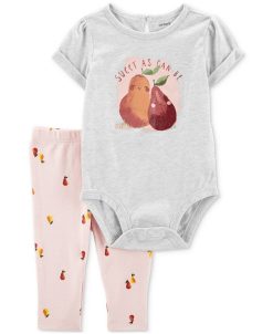 Carter's™ Baby Girls Printed Short Sleeve Bodysuit And Pants, 2 Piece Set
