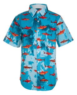 Univibe Big Boys Cloud Shark Print Woven Short Sleeve Shirt