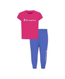 Champion Baby Girls Classic Script Short Sleeve T-shirt And Fleece Joggers, 2 Piece Set