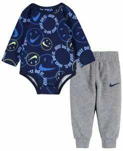 Nike Baby Boys Happy Long Sleeve Bodysuit And Pants, 2 Piece Set