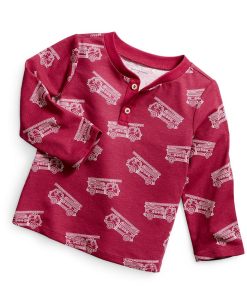 First Impressions Baby Boys Fire Truck Long Sleeve Henley Shirt, Created For Macy's
