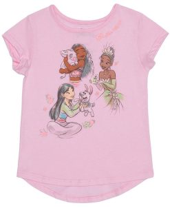 Disney Toddler Girls Multi Princesses Friends Short Sleeve T-shirt