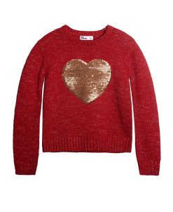 Epic Threads Big Girls Sequin Heart Graphic Sweater, Created For Macy's