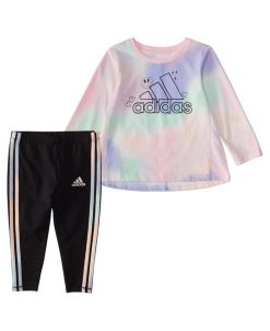 ADIDAS Baby Girls Long Sleeve Gradient T Shirt And Tights, 2 Piece Set