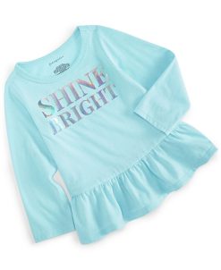 First Impressions Baby Girls Long Sleeve Shine Bright Peplum Top, Created For Macy's