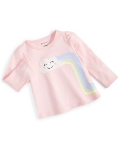 First Impressions Toddler Girls Long Sleeve Retro Rainbow Shirt, Created For Macy's