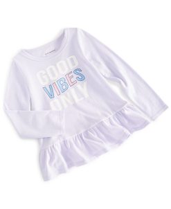 First Impressions Baby Girls Long Sleeve Wavy Vibes Peplum Top, Created For Macy's