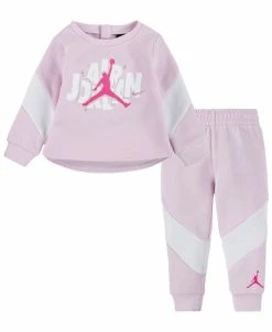 Jordan Baby Girls Air Cool Crew Neck Sweatshirt And Joggers, 2 Piece Set