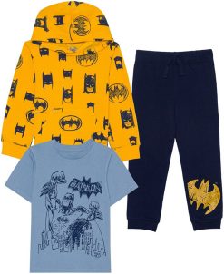 DC COMICS Hybrid Little Boys Batman Fleece 3 Piece Set