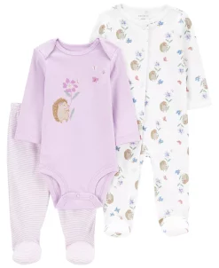 Carter's™ Baby Girls Print Bodysuit, Footed Pants, And Coverall, 3 Piece Set -Carter’s Shop 22874993 fpx