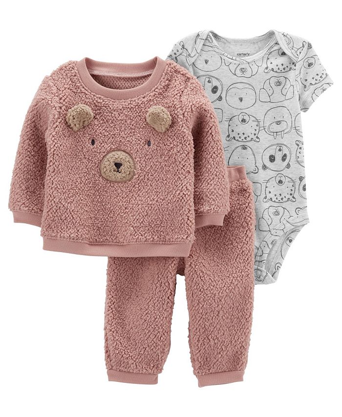 Baby Girls Bear Sherpa Cardigan, Bodysuit And Pants, 3 Piece Set Carter's™ Baby Girls Bear Sherpa Cardigan, Bodysuit And Pants, 3 Piece Set -Carter’s Shop