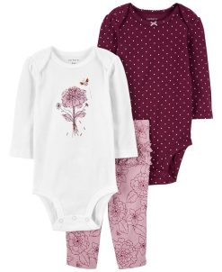 Carter's™ Baby Girls Bodysuits And Pants, 3 Piece Set