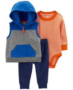 Carter's™ Baby Boys Hooded Vest, Bodysuit, And Pants, 3 Piece Set