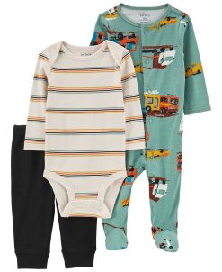 Carter's™ Baby Boys Bodysuit, Pants And Footed Coverall, 3 Piece Set