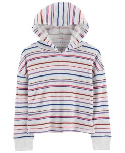 Carter's™ Little Girls Striped Thermal Hooded T-shirt