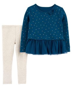 Carter's™ Baby Girls Peplum Top And Leggings, 2 Piece Set