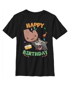 Marvel Boy's Groot Rocket Birthday Cake Child T-Shirt