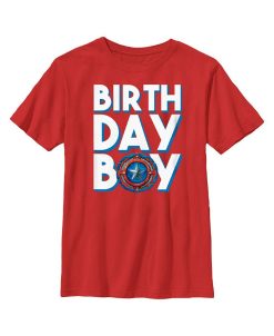 Marvel Boy's Birthday Boy Cap Shield Child T-Shirt