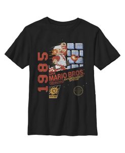 NINTENDO Boy's Super Mario Bros 1985 Box Art Child T-Shirt