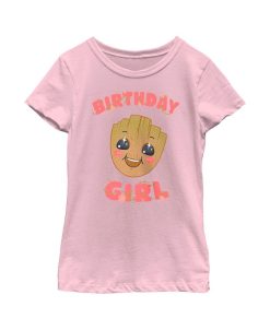 Marvel Girl's Guardians Of The Galaxy Baby Face Birthday Girl Groot Child T-Shirt