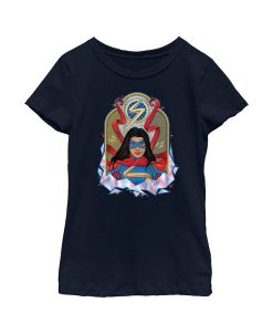 Girl's Ms. Marvel Cool Crystals Badge Child T-Shirt