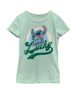 Disney Girl's Lilo & Stitch Distressed Lucky Wink Child T-Shirt
