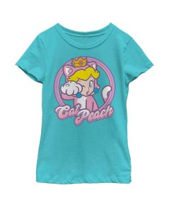 NINTENDO Girl's Cat Peach Child T-Shirt