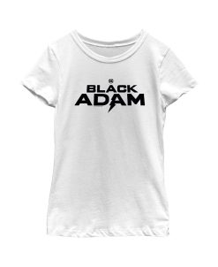 DC COMICS Girl's Black Adam Bold Black Logo Child T-Shirt