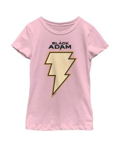 DC COMICS Girl's Black Adam Yellow Lightning Bolt Child T-Shirt