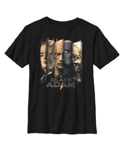 DC COMICS Boy's Black Adam Faces Of Justice Child T-Shirt