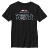Marvel Boy's Black Panther: Wakanda Forever Metallic Movie Logo Child T-Shirt