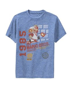 NINTENDO Boy's Super Mario Bros 1985 Box Art Child Performance Tee