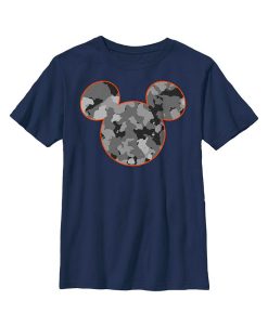 Disney Boy's Mickey & Friends Gray Camo Mickey Mouse Logo Child T-Shirt