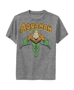 DC COMICS Boy's Justice League Aquaman Dives In Child Performance Tee