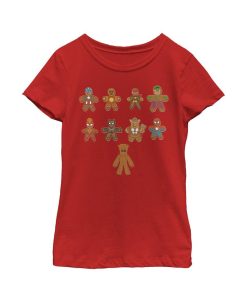 Marvel Girl's Christmas Gingerbread Cookie Avengers Child T-Shirt