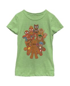 Marvel Girl's Christmas Gingerbread Cookie Heroes Child T-Shirt